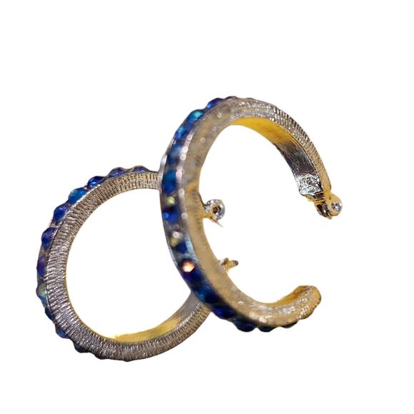 Artisan Collection Earrings Silvertone with Iridescent Blue Austrian Crystals - Picture 4 of 8